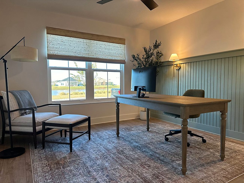 Bright open dining and living area