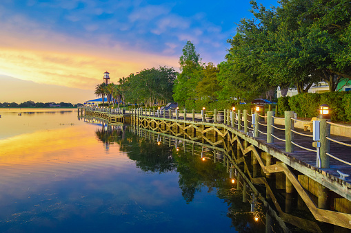 The Villages, FL waterfront boardwalk